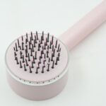 Air Cushion Massage Brush with Long Handle & Self-Cleaning Detangling Comb - Neckline Detail by Nari Haat, Indian eth...