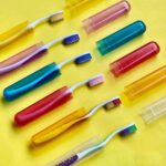 Plastic Toothbrush Covers - 6pc Anti-Bacterial Travel Protectors for Oral Care - Closeup Embroidery by Nari Haat, Ind...