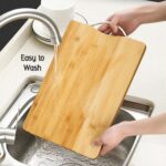 Thick Wooden Bamboo Kitchen Chopping Board with Holder for Fruits & Meat - Image 7