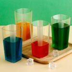 Unbreakable Transparent Square Design Wine Tumbler Plastic Glass 300 ML 6 Pc - Back View by Nari Haat, Indian ethnic ...