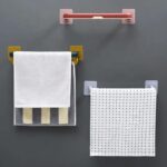 Wall-Mounted Double Bar Towel Holder with Hooks & Adjustable Folding Shelf - Neckline Detail by Nari Haat, Indian eth...