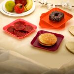 Square Plastic Dinner Plate Set (Set of 6 Pcs) Colorful Snacks / Breakfast Plate (Set of 6 Pcs) - Front View by Nari ...