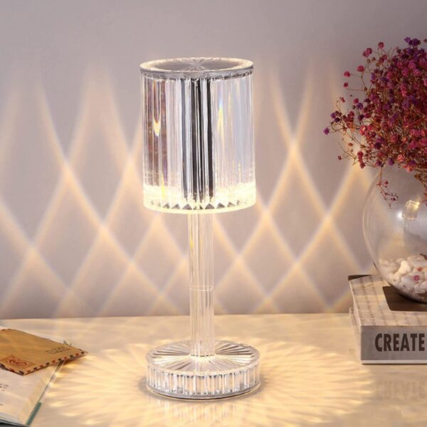 Crystal Table Lamp , Touch Control Atmosphere Nightstand Lamp With USB Charging Line - Front View by Nari Haat, India...