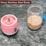 Portable Blender, Mini Handheld Blender with 4 Blades, Mixer for Fruit Shakes - Sleeve Design by Nari Haat, Indian et...