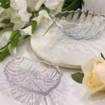 Leaf shaped Glass Serve tray of snacks, Mukhwaas, and ice cream. - Fabric Detail by Nari Haat, Indian ethnic wear, wo...