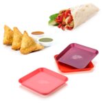 Square Plastic Dinner Plate Set (Set of 6 Pcs) Colorful Snacks / Breakfast Plate (Set of 6 Pcs) - Neckline Detail by ...