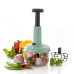 2-in-1 Push Chopper 800ml with Stainless Steel Blade for Quick Food Prep - Front View by Nari Haat, Indian ethnic wea...