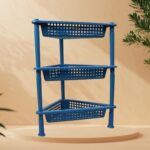 Triangle 3-Tier Plastic Storage Rack for Kitchen, Bathroom & Office - Fabric Detail by Nari Haat, Indian ethnic wear,...