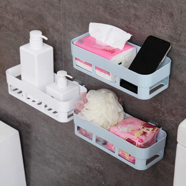 ABS Plastic Shower Corner Caddy Shelf with Wall-Mounted Suction Cup - Front View by Nari Haat, Indian ethnic wear, wo...