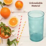 Set of 6 Unbreakable Transparent Plastic Water Glasses (300ml) - Closeup Embroidery by Nari Haat, Indian ethnic wear,...