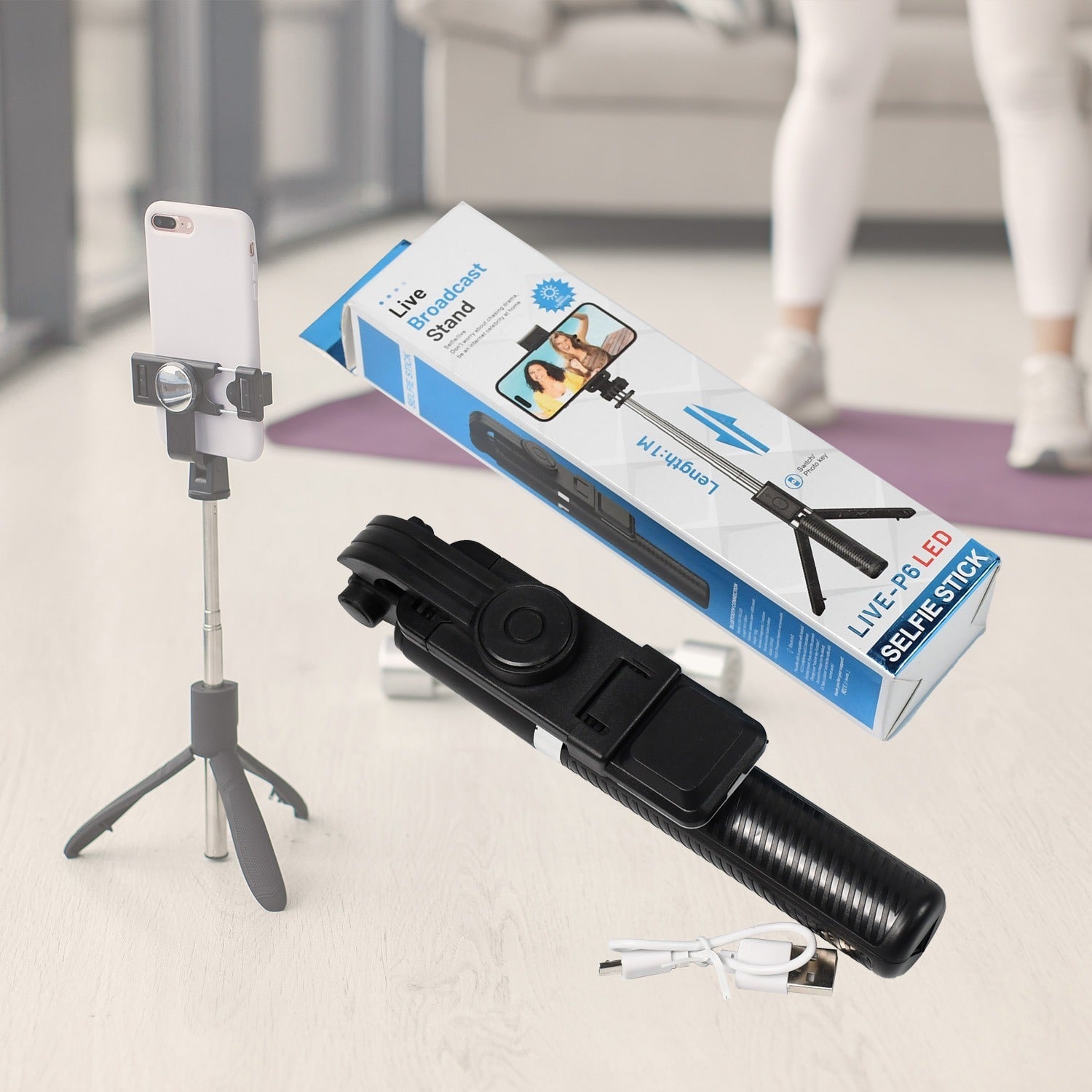 067795ba-8cad-47ea-80f4-2af0f0535e82_cb5ba24d-16b6-4215-8ef2-c8b079f1cfdd.jpg Bluetooth Selfie Stick, Portable Phone Tripod Stand for Mobile. - Image 1
