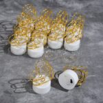 Set of 12 Multicolor Flameless Heart Candles for Decoration, Diwali - Fabric Detail by Nari Haat, Indian ethnic wear,...