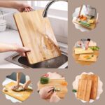 Thick Wooden Bamboo Kitchen Chopping Board with Holder for Fruits & Meat - Image 6