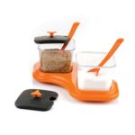 2-Piece Dining Stand with Pickle Jar, Spice Tray & Spoons - Sleeve Design by Nari Haat, Indian ethnic wear, women clo...