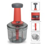 Matte Finish Hand Press Chopper with 3 Blades for Easy Vegetable & Fruit Chopping - Image 6