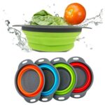 Round silicone foldable kitchen strainer