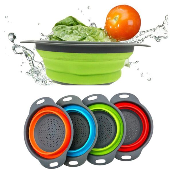Round silicone foldable kitchen strainer