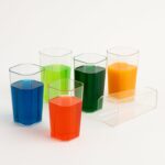 Unbreakable Transparent Square Design Wine Tumbler Plastic Glass 300 ML 6 Pc - Fabric Detail by Nari Haat, Indian eth...