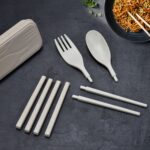 Spoon, Fork, Chopsticks Dinnerware Set 3 Pc - Front View by Nari Haat, Indian ethnic wear, women clothing, designer suit