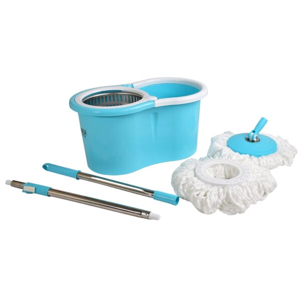 Rapid Steel Spinner Bucket Mop 360 Degree Wringer with 2 Absorbers for Home Office