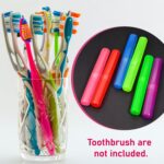Plastic Toothbrush Covers - 6pc Anti-Bacterial Travel Protectors for Oral Care - Neckline Detail by Nari Haat, Indian...