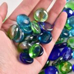 Glass Gem Stone, Flat Round Marbles Pebbles for Vase Fillers, Attractive pebbles for Aquarium Fish Tank. - Closeup Em...