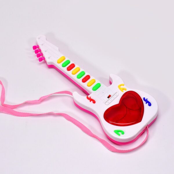 Battery Operated Musical Instruments Mini Guitar Toys and Light for 3+Years Old Kids - Front View by Nari Haat, India...