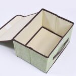 Foldable Cotton Linen Storage Box – Multi-Room Organizer with Lid & Handles - Back View by Nari Haat, Indian ethnic...
