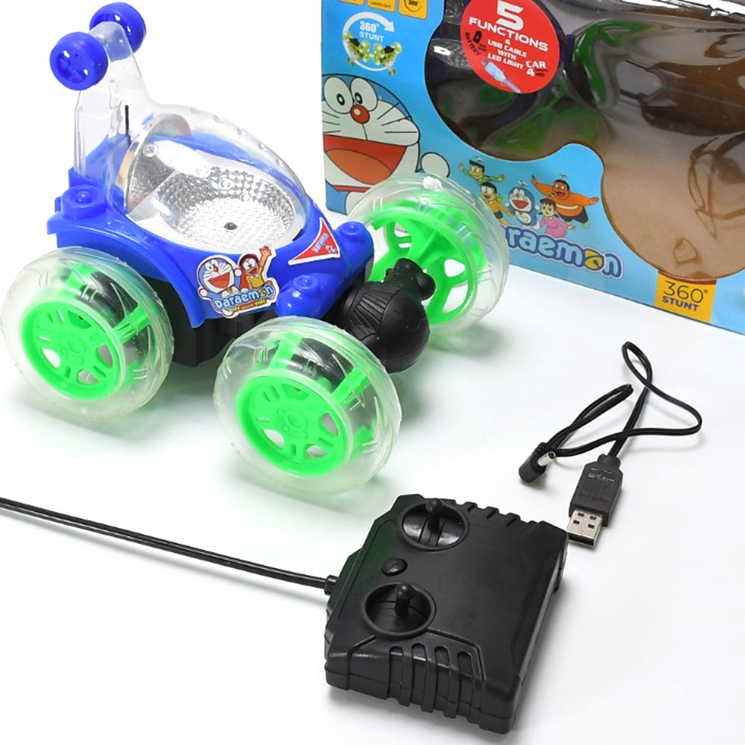 10_d1a4e0f0-176a-453f-9dcc-f868dc36f71b.jpg Rechargeable 360° Stunt Remote Control Car with 3D Lights & Music for Kids - Front View by Nari Haat, Indian ethnic ...