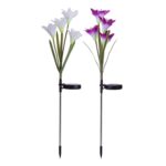 Waterproof Outdoor Solar Lily Flower Stake Lights ( Pack Of 2 pcs ) - Back View by Nari Haat, Indian ethnic wear, wom...