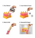 Kulfi Maker Moulds Set Plastic Homemade Kulfi Mould 6pcs Set For Freezer Use - Closeup Embroidery by Nari Haat, India...