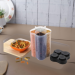 Plastic Lock Food Storage 4 Section Container Jar for Grocery, Fridge Container. - Sleeve Design by Nari Haat, Indian...