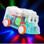 Transparent Musical Mini School Bus Toy for Kids - Full Detail by Nari Haat, Indian ethnic wear, women clothing, desi...