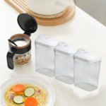 Kitchen Storage Jars & Container Set 3pc , Transparent Jar Set For home & Kitchen Use - Sleeve Design by Nari Haat, I...