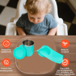 Snack Tray with 350ml Steel Cup for Kids & Home Use - Neckline Detail by Nari Haat, Indian ethnic wear, women clothin...