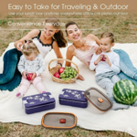 Leak-Proof Airtight Lunch Box with Spoon, 2 Compartments - Neckline Detail by Nari Haat, Indian ethnic wear, women cl...