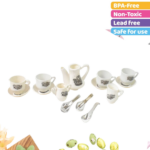 Tickles Tea toy Set | Coffee Kitchen Plastic Set (14 Pcs / Mix Size & Design) - Neckline Detail by Nari Haat, Indian ...