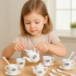 Tickles Tea toy Set | Coffee Kitchen Plastic Set (14 Pcs / Mix Size & Design) - Closeup Embroidery by Nari Haat, Indi...