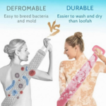 Silicone Body Back Scrubber Double Side Bathing Brush for Skin Deep Cleaning - Full Detail by Nari Haat, Indian ethni...