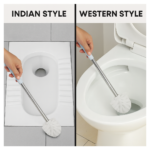 Toilet Plastic Brush with Holder Stand Western and Indian Toilet Bathroom Cleaning - Back View by Nari Haat, Indian e...