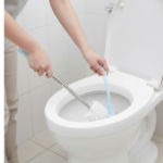 Toilet Plastic Brush with Holder Stand Western and Indian Toilet Bathroom Cleaning - Fabric Detail by Nari Haat, Indi...