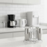 SS Round Glass Stand used for holding sensitive glasses - Back View by Nari Haat, Indian ethnic wear, women clothing,...