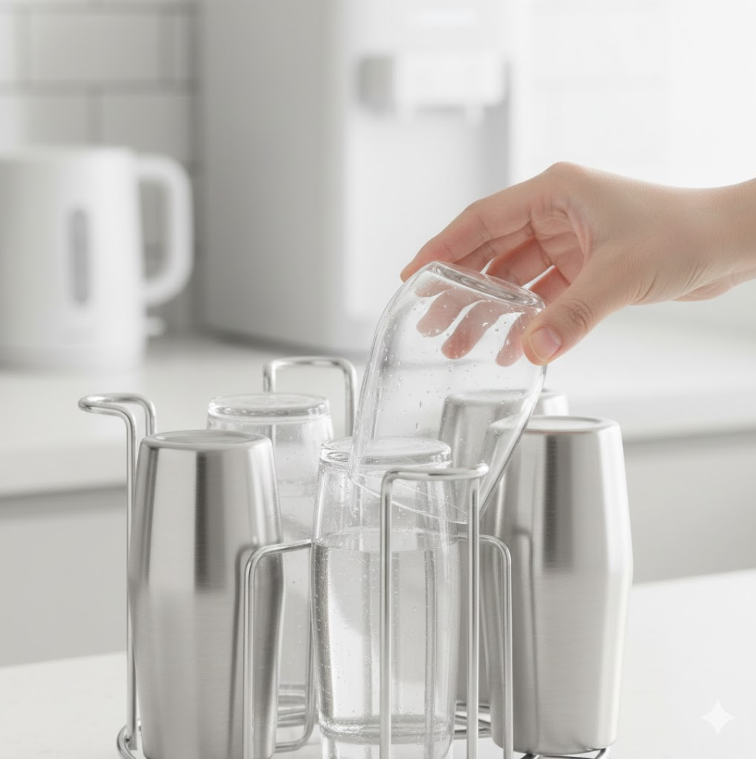 SS round glass stand for kitchen