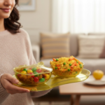 Apple Shape Tray Bowl Used For Serving Snacks And Various Food Stuffs. - Sleeve Design by Nari Haat, Indian ethnic we...