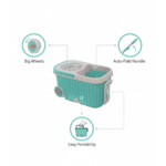 Spin Mop with Bigger Wheels and Plastic Auto Fold Handle for 360 Degree Cleaning - Sleeve Design by Nari Haat, Indian...
