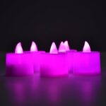 Pink Flameless LED Tealights Smokeless Decorative Candles LED Tea Light Pack of 24 - Closeup Embroidery by Nari Haat,...
