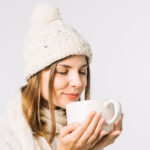 Cap for Winter Woolen Knitted Black Inside Fur Caps - Sleeve Design by Nari Haat, Indian ethnic wear, women clothing,...