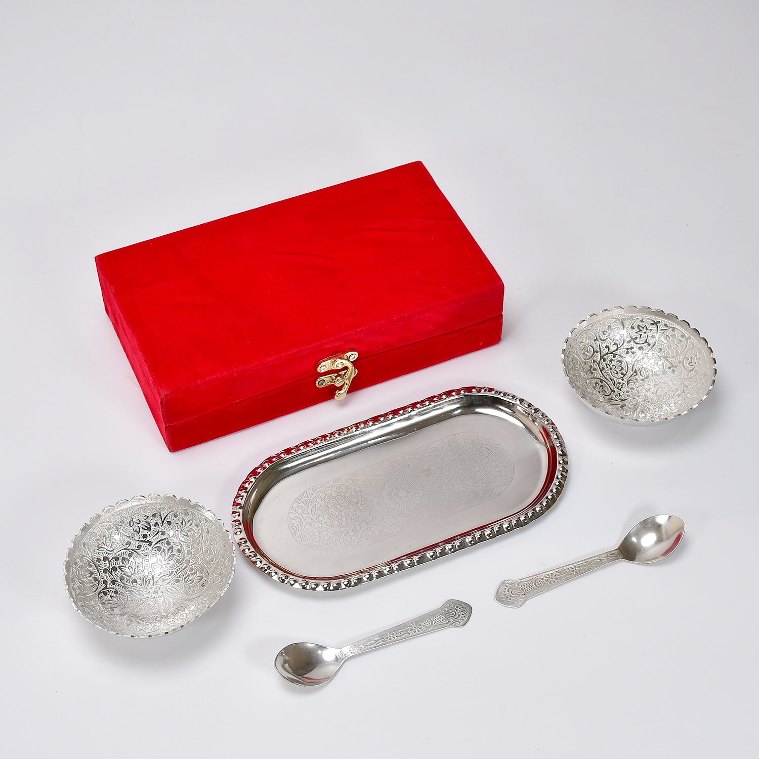 Silver-Plated Brass Bowl Spoon Gift Set