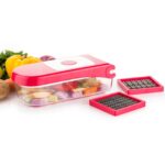 Red plastic vegetable fruit chopper