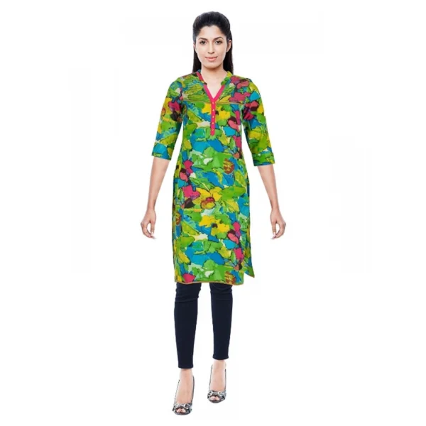 Generic Women's Cotton Kurtis (Green, L)